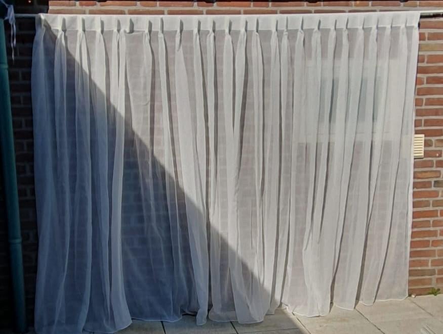 Vitrage wit verstelbare haakjes, Huis en Inrichting, Stoffering | Gordijnen en Lamellen, Ophalen, 200 cm of meer, Wit, Nieuw