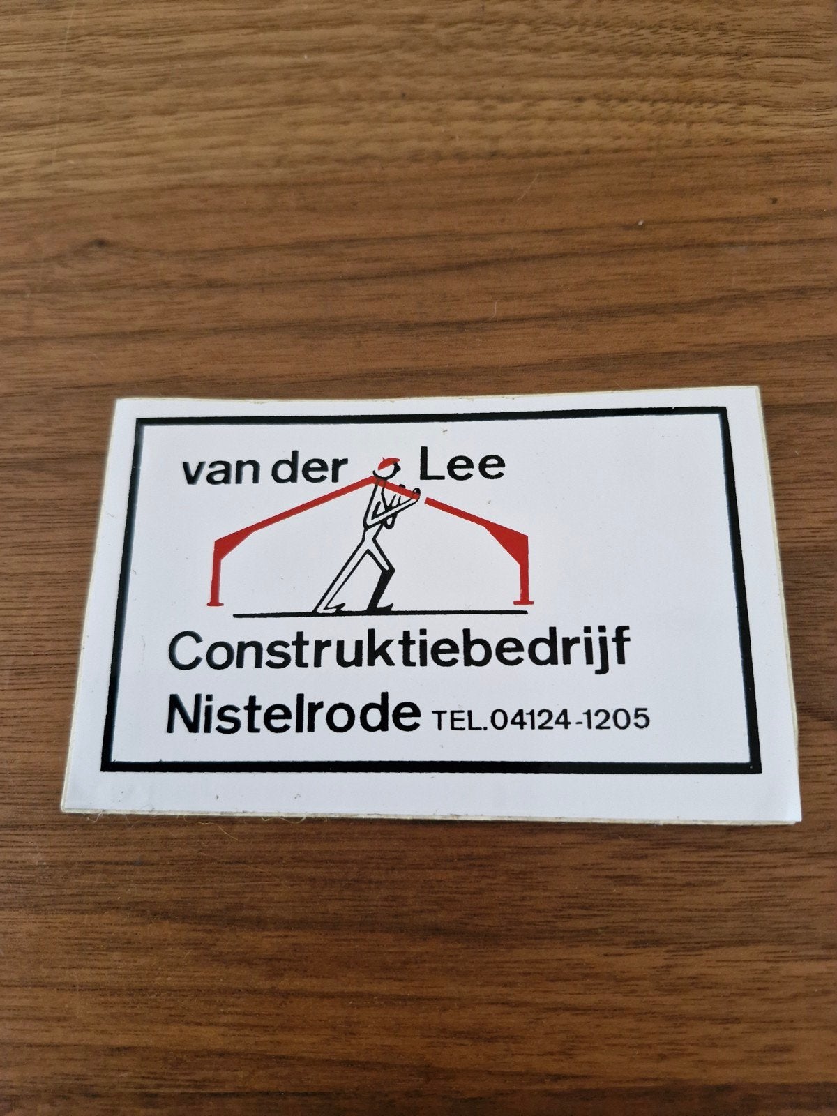 8456 Sticker Constructiebedrijf van der Lee Nistelrode, Ophalen of Verzenden, Gebruikt