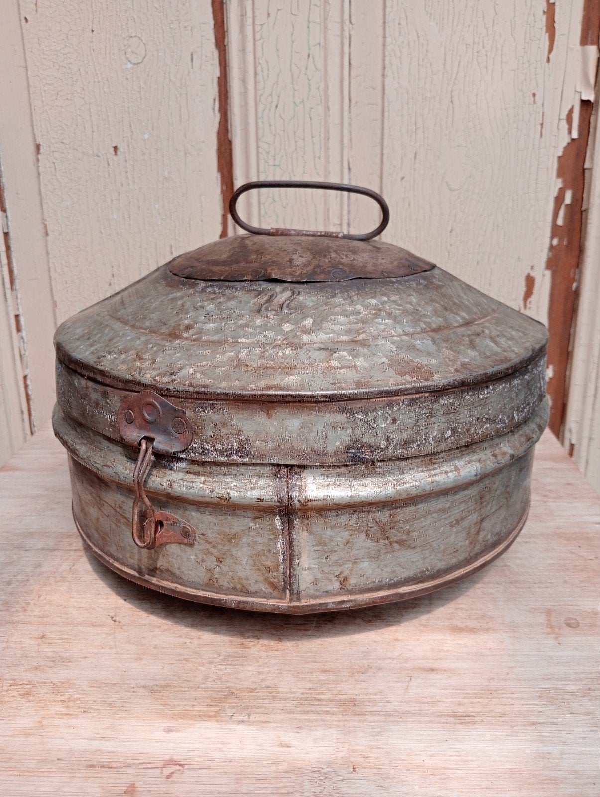 Vintage Indiase metalen opbergbox - Gebruikte staat, Ophalen of Verzenden