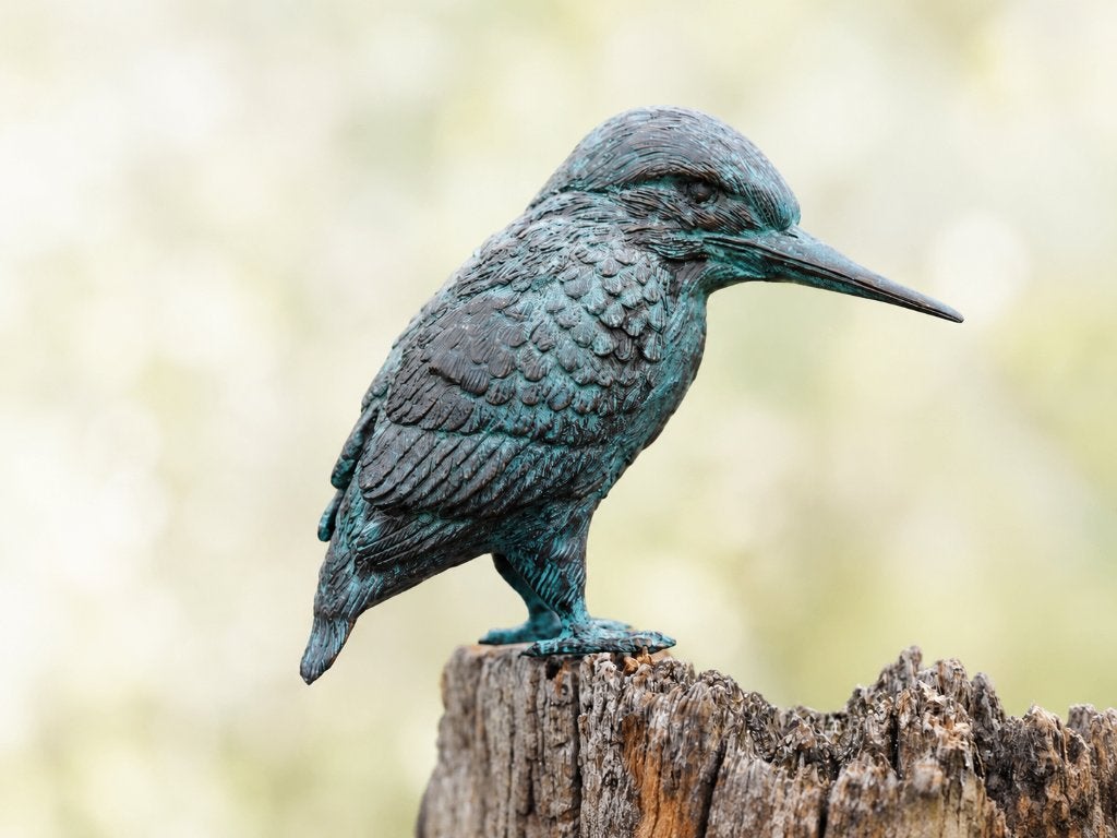 Bronzen IJSVOGEL / brons /BRONZEN TUINBEELD, Dierenbeeld, Nieuw, Info@huisentuindecoratiemarie.nl, Huis en tuin decoratie marie