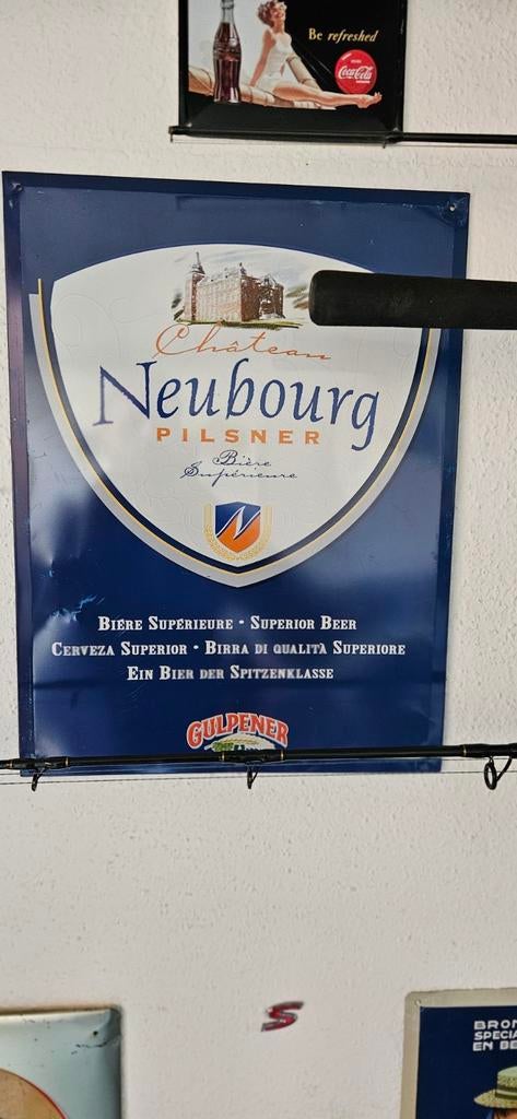 Vintage Chateau Neubourg Pilsner Reclamebord - Gulpen, Verzamelen, Ophalen of Verzenden, Gebruikt, Reclamebord
