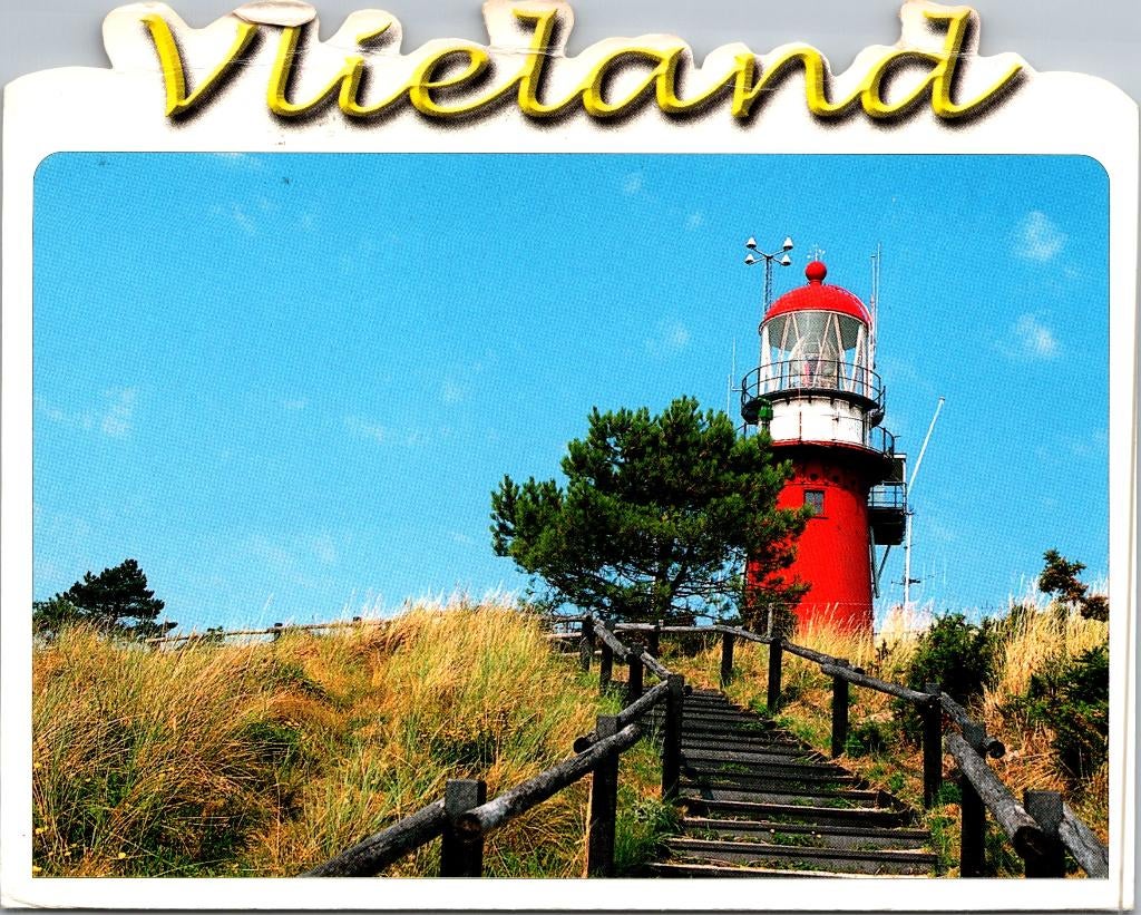 Vuurtorens Vlieland - 4 ansichtkaarten, Verzamelen, Ansichtkaarten | Nederland, Verzenden, 1980 tot heden, Gelopen, Waddeneilanden