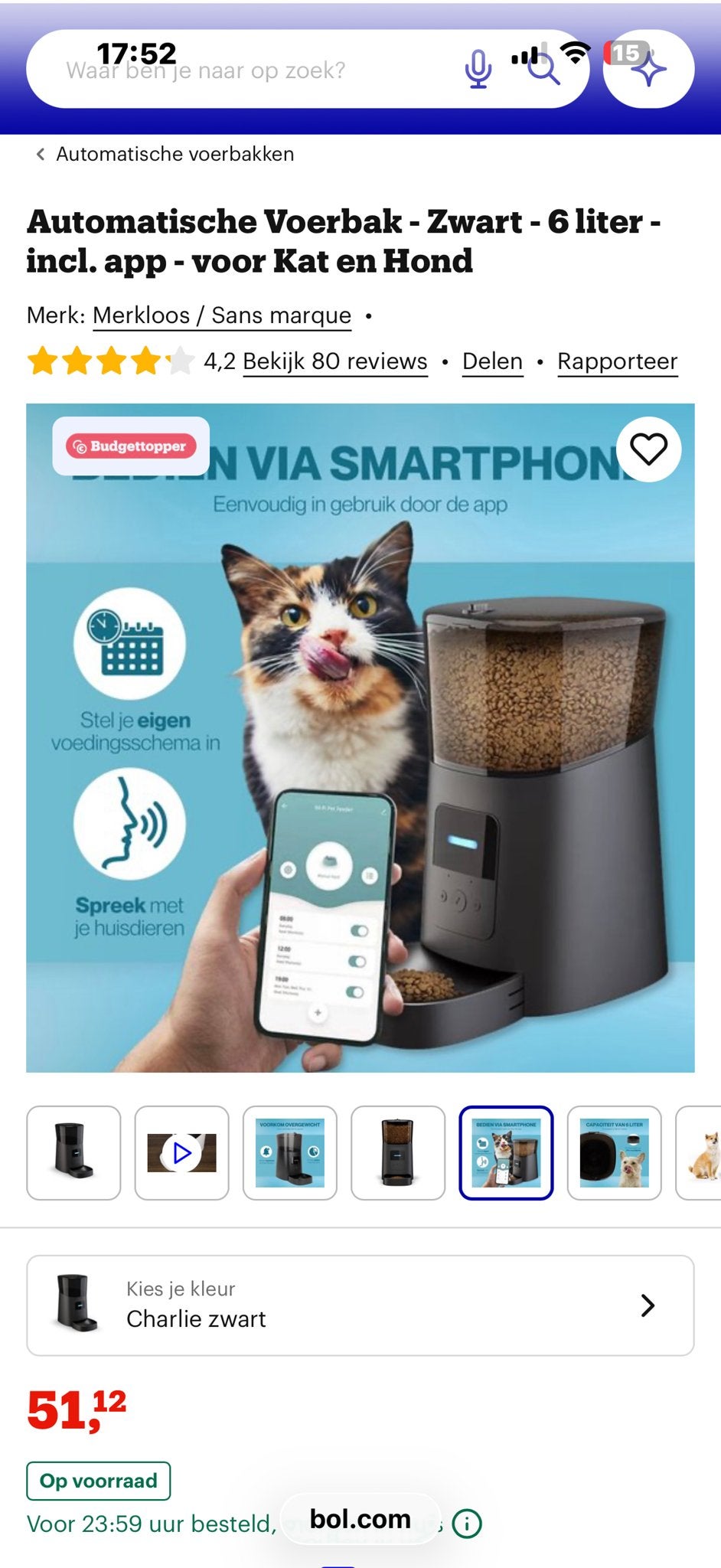 Voerbak jaxy voor kat/ hond met app, Ophalen of Verzenden, Zo goed als nieuw