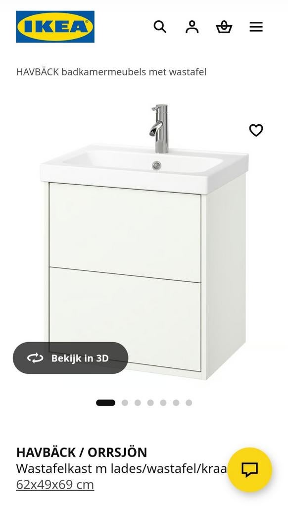 Havback Orrsjon wastafelmeubel inc. Kraan, Huis en Inrichting, Badkamer | Badkamermeubels, Ophalen, Gebruikt, 50 tot 100 cm, Minder dan 100 cm