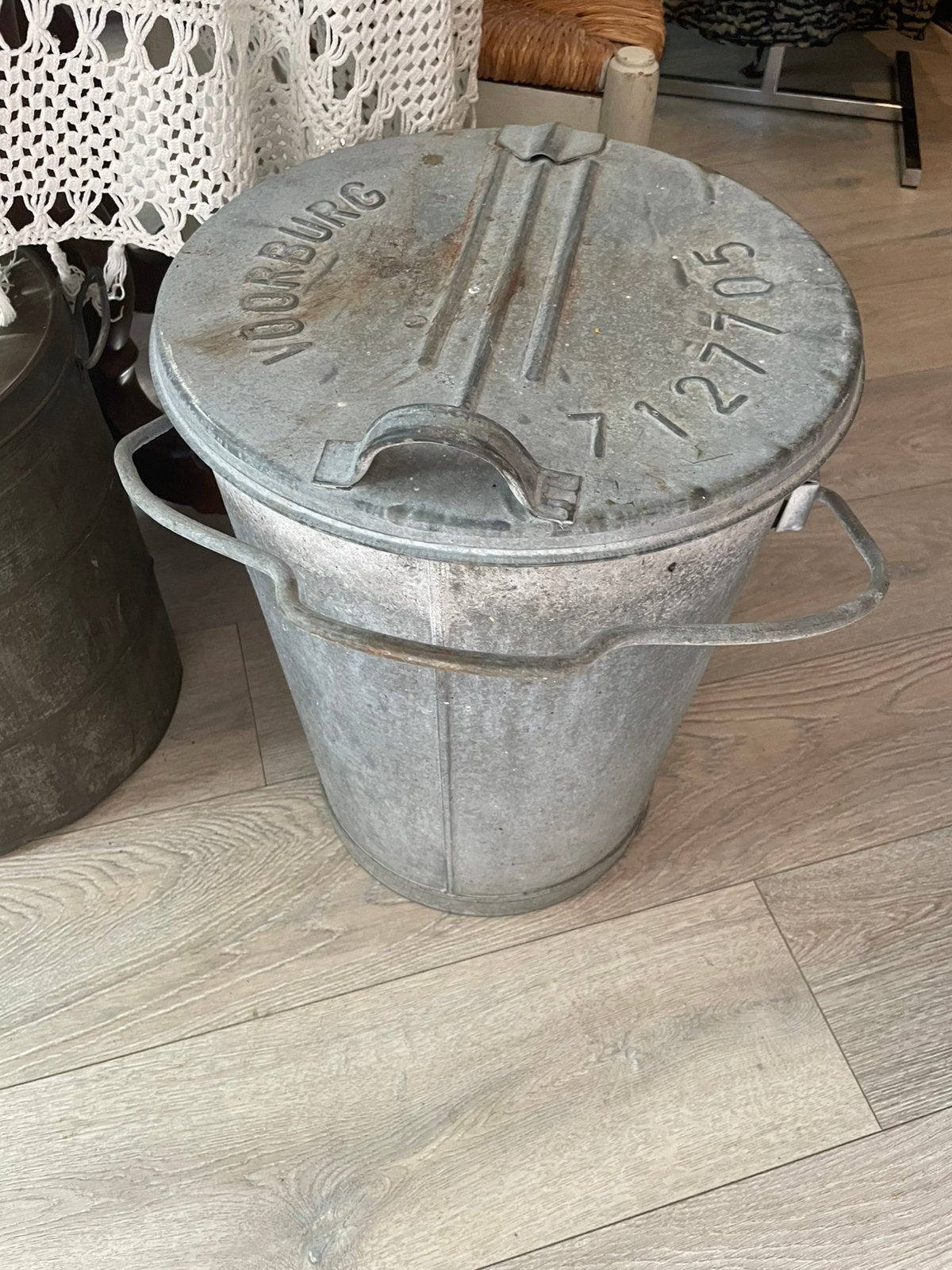 Zinken Vuilnisemmer, Prullenbak, Luieremmer, Voorburg, Ophalen, Gebruikt
