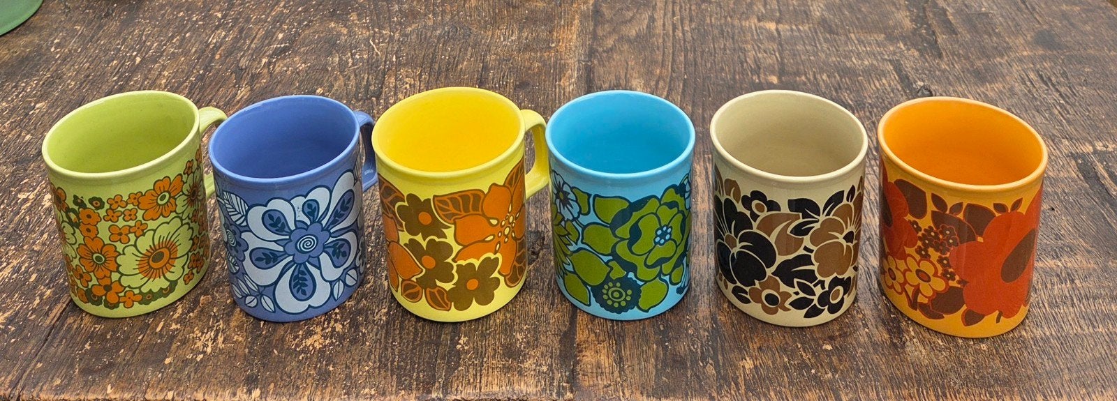 Set van 6 Vintage Staffordshire 'Supermugs' Jaren 70, Ophalen of Verzenden