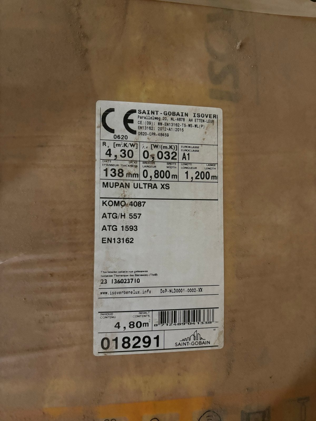 Isolatie mupan ultra XS 138 mm RD 4,3, Ophalen, Nieuw, Overige typen