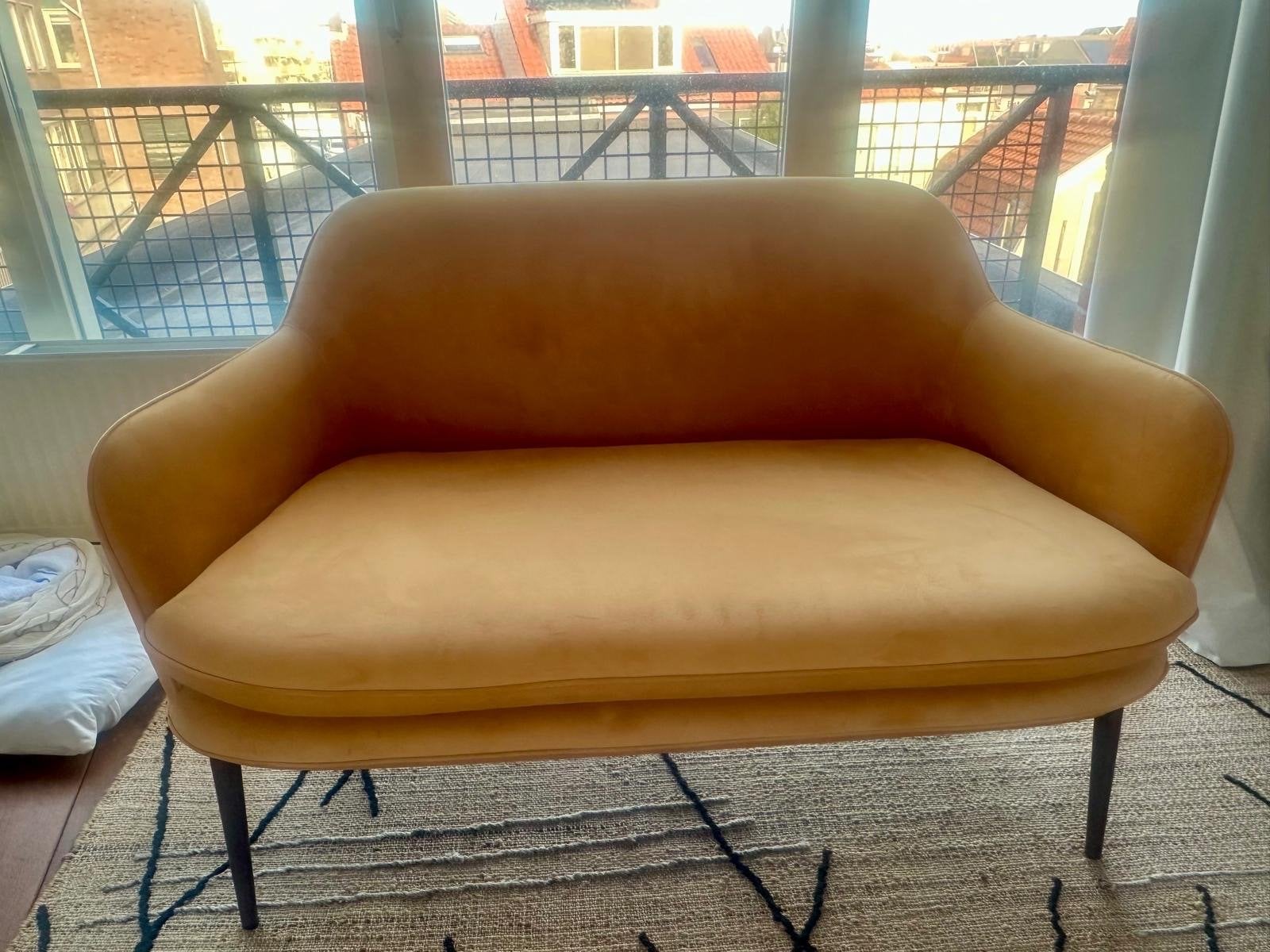 Pols Potten Loveseat - Okergeel Fluweel, Ophalen, 150 tot 200 cm, Tweepersoons, 75 tot 100 cm