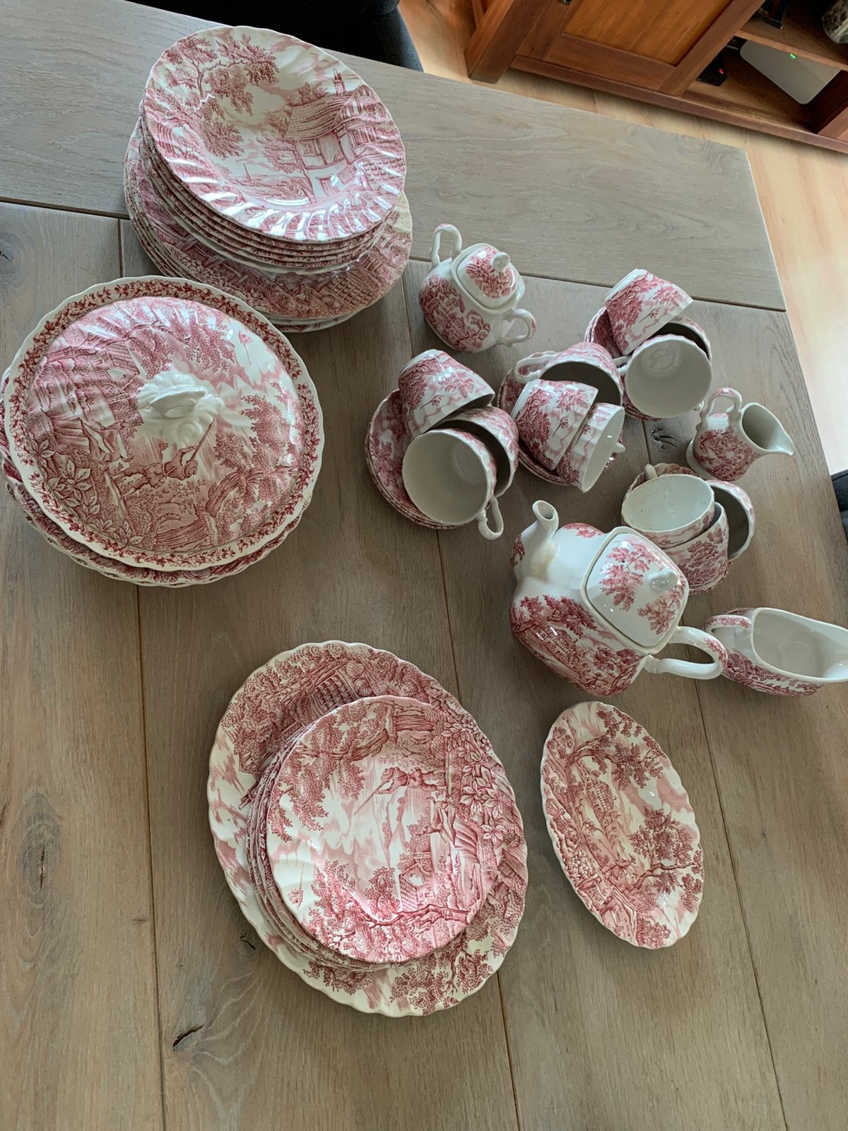6 persoons Engels servies Myott The Hunter rood, Ophalen
