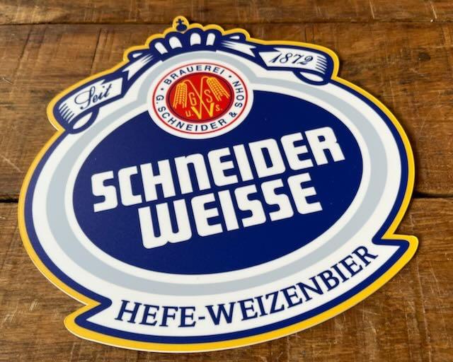 Scneider weisse sign  -  23,5  24 cm sign kunststof, Verzamelen, Biermerken, Ophalen of Verzenden, Zo goed als nieuw, Reclamebord, Plaat of Schild