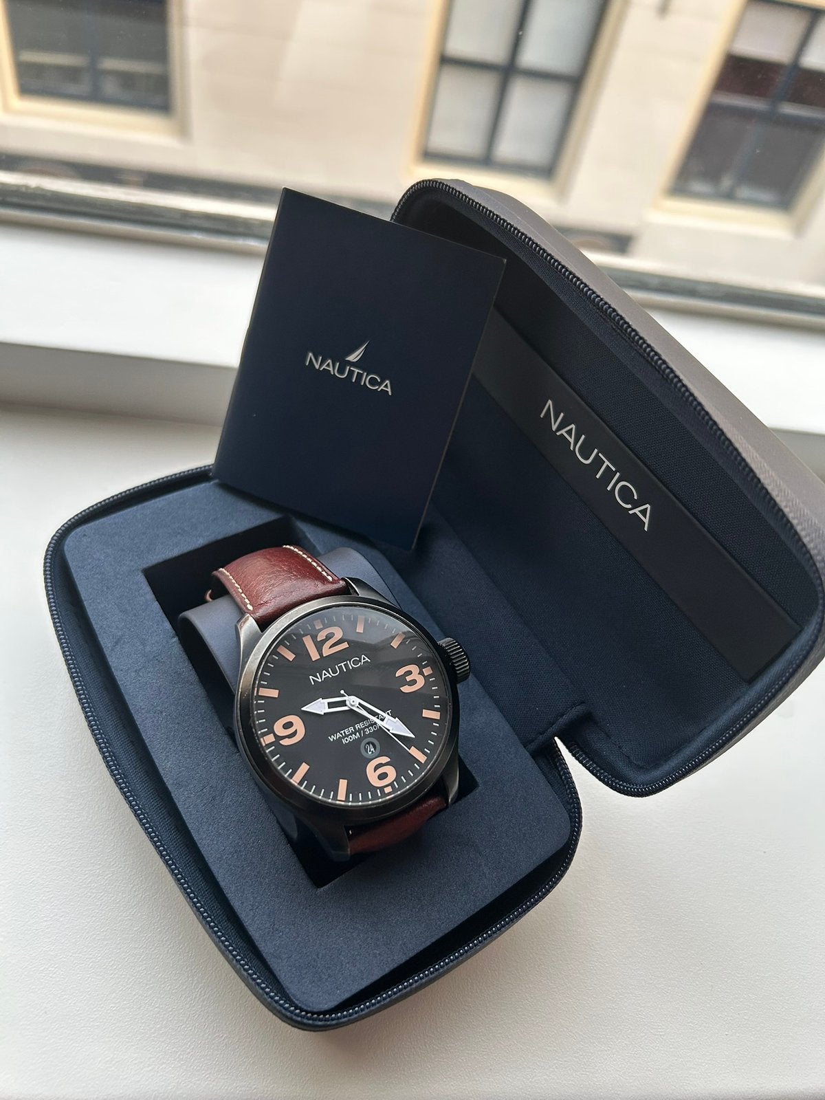 Horloge Nautica Yacht Club - 50 mm - A14633G, Overige merken, Leer, Polshorloge, Ophalen of Verzenden