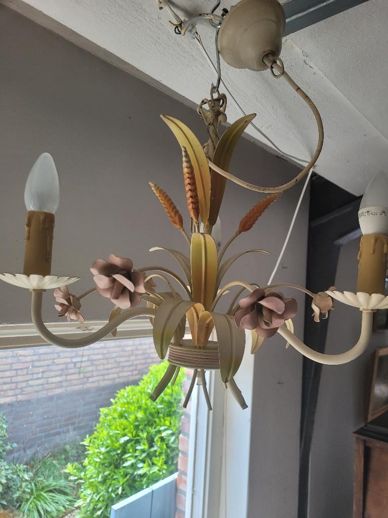 Vintage Franse metalen plafondlamp, Heikant 21 Kaatsheuvel, Belle Vieille Brocante, Ophalen of Verzenden, Zo goed als nieuw