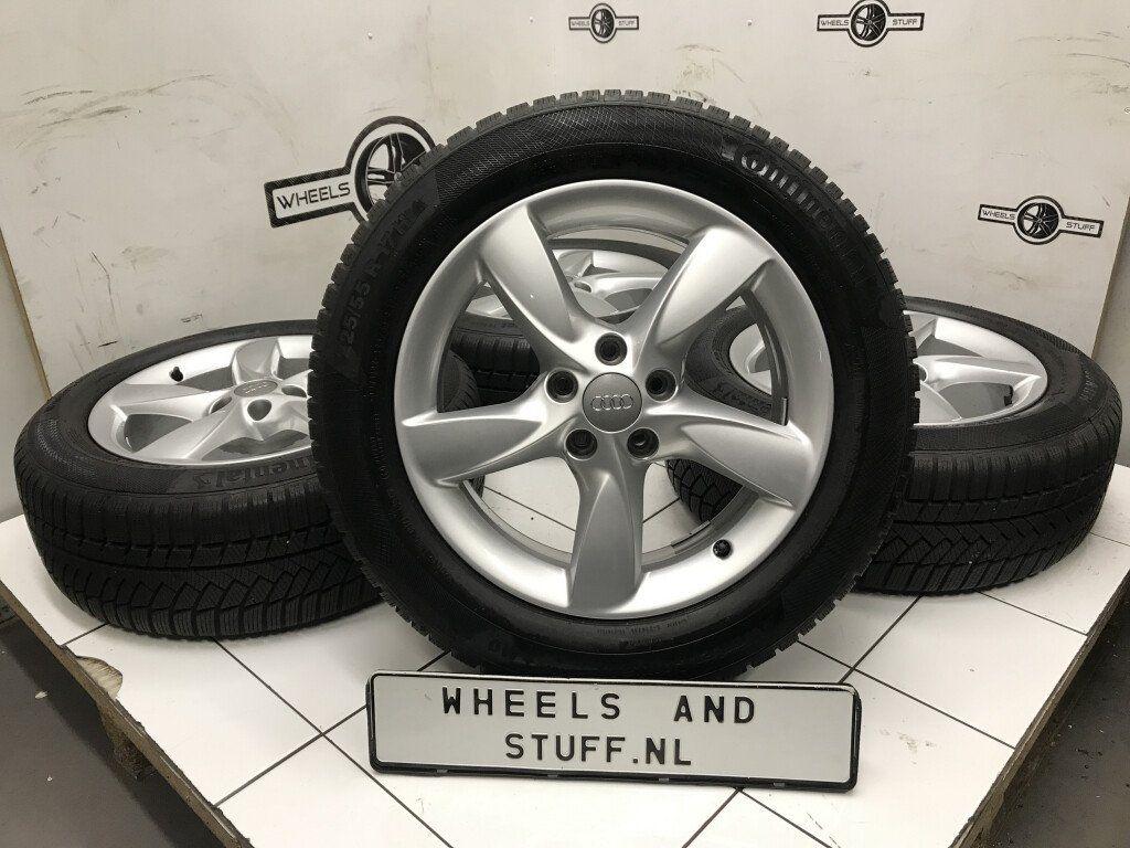 Audi A6 lichtmetaal velgen 17"inch winterbanden 5x112, Ophalen, Gebruikt, 17 inch, Banden en Velgen