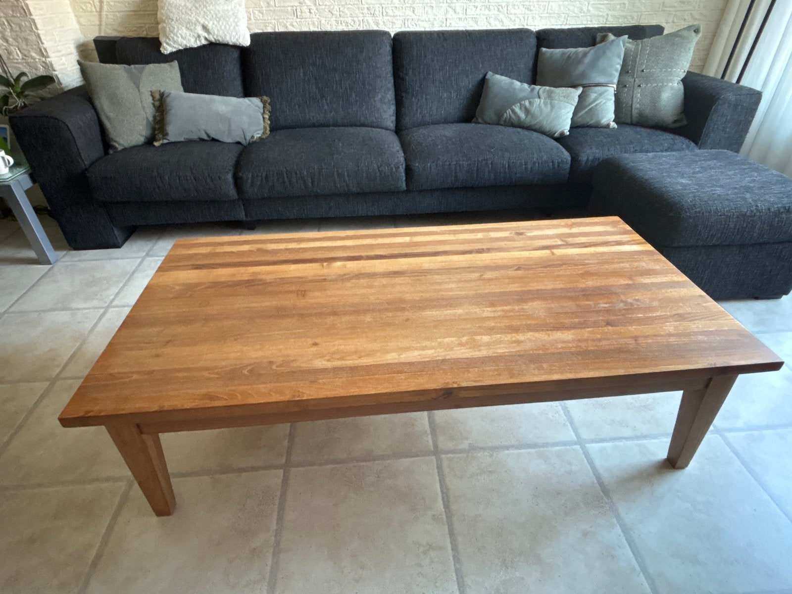 Massief houten eettafel met salontafel en dressoir, Ophalen, Gebruikt, 50 tot 100 cm, 150 tot 200 cm