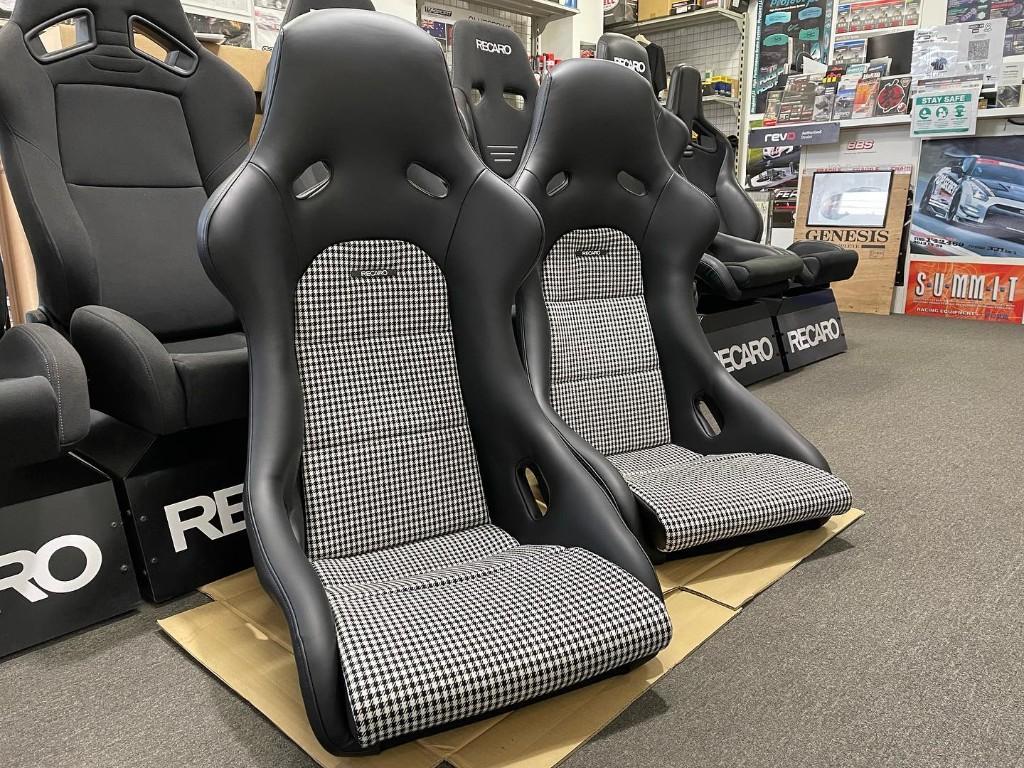 Recaro Classic Pole position Leder pepita zwart kuipstoel, Auto diversen, Tuning en Styling, Ophalen of Verzenden