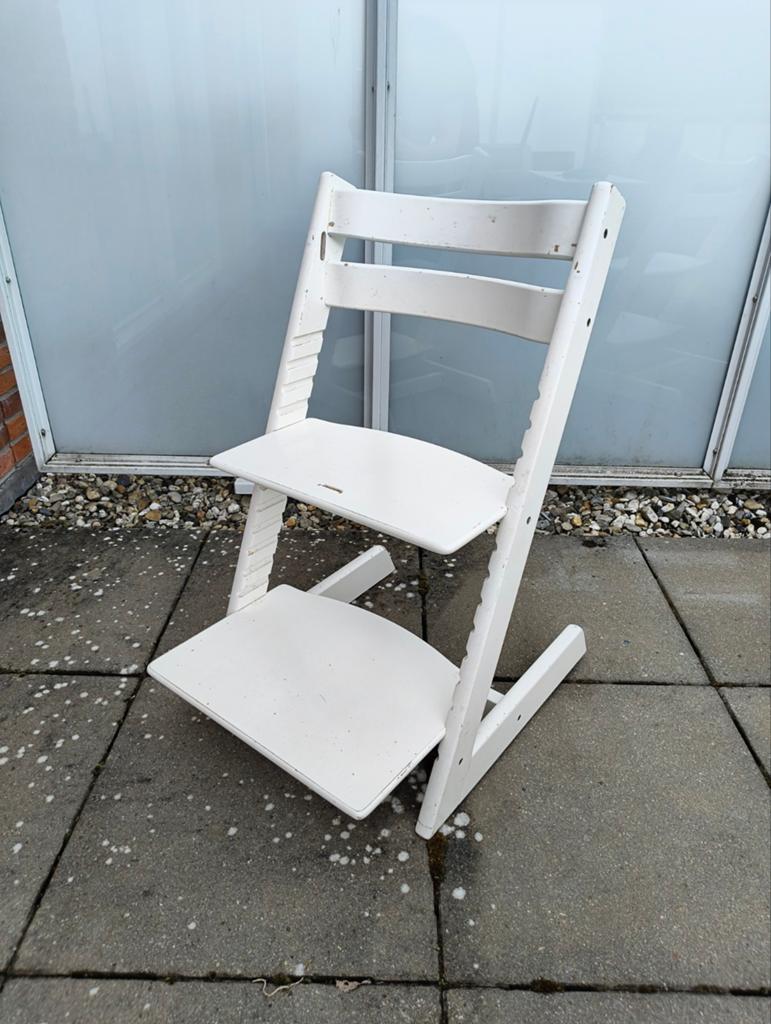 Stokke Trip Trap kinderstoel wit gebruikt 01, Ophalen of Verzenden, Gebruikt, Meegroeistoel