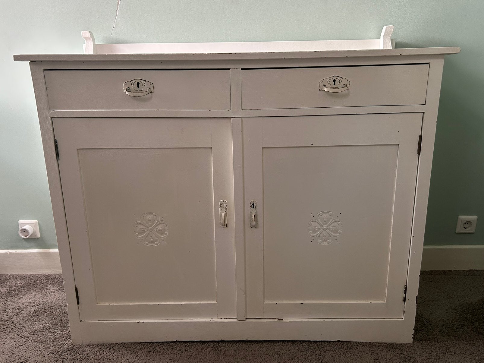 Dressoir/ commode antiek, wit geschilderd hout, Huis en Inrichting, Ophalen, Gebruikt, 100 tot 150 cm, Klassiek/ antiek