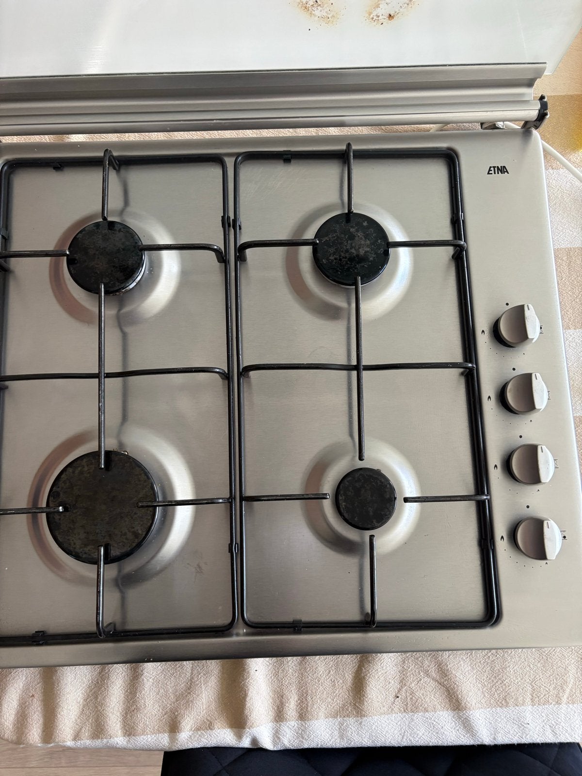 ETNA KGV358RVS Gasfornuis met 4 branders en glazen deksel, Witgoed en Apparatuur, Gebruikt, 60 cm of meer, Gas, Vrijstaand