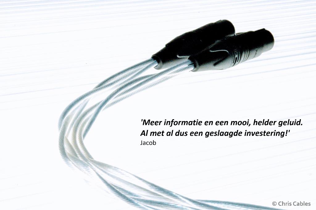 'The Crystal Clear XLR' puur zilver interlinks. ChrisCables, Verzenden, Nieuw, 3451HB/44, Interlink-kabel