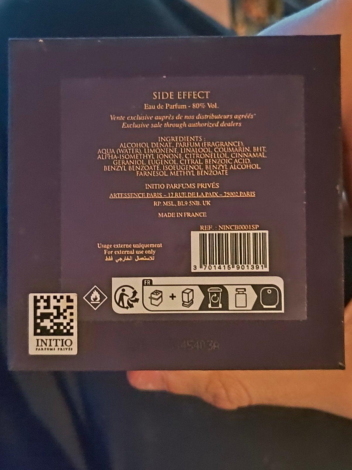 Initio Side Effect 90 ml, 95% vol, Ophalen of Verzenden, Zo goed als nieuw