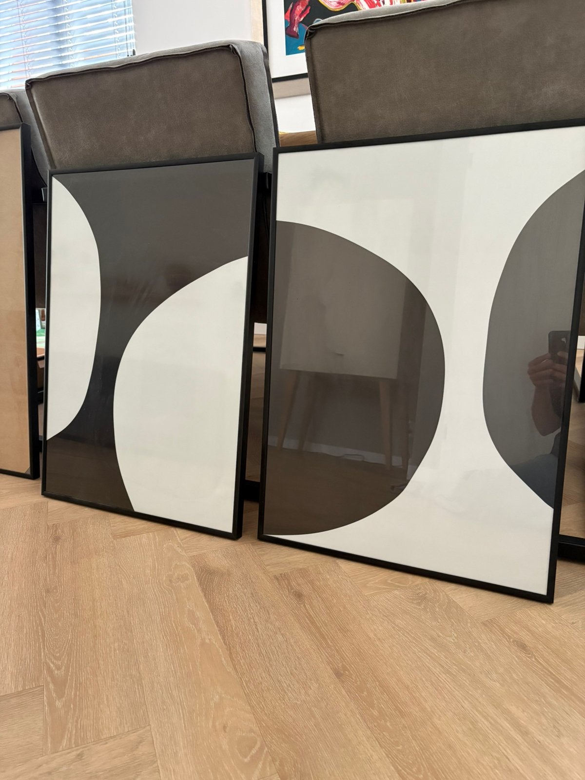 Zwart wit poster met zwarte lijsten 50x70cm.Zwarte fotolijst, Ophalen, Met glas, Metaal, Nieuw