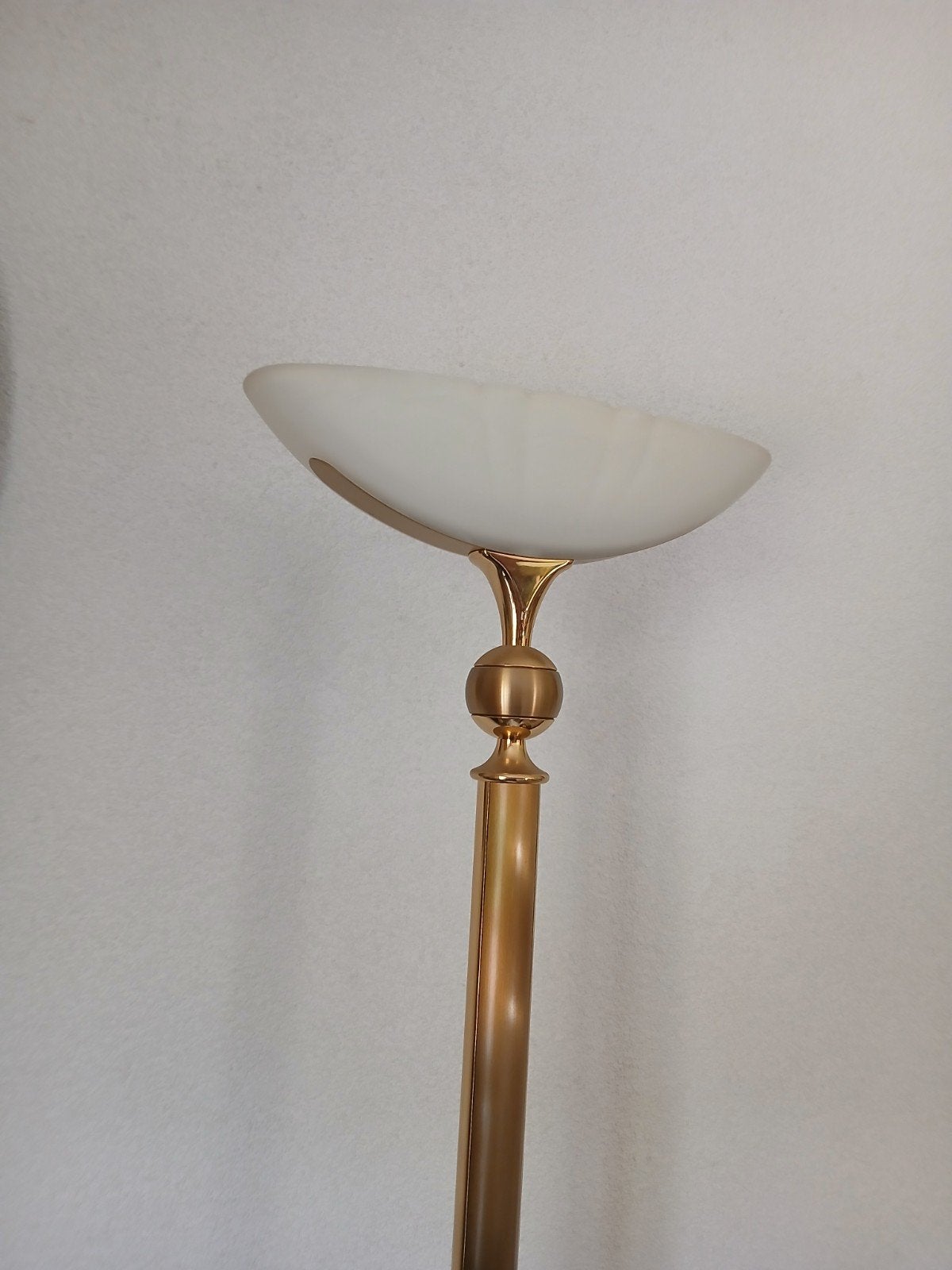 Relco zware design vloerlamp  glazend messing hoogte 175 cm, Ophalen, 150 tot 200 cm