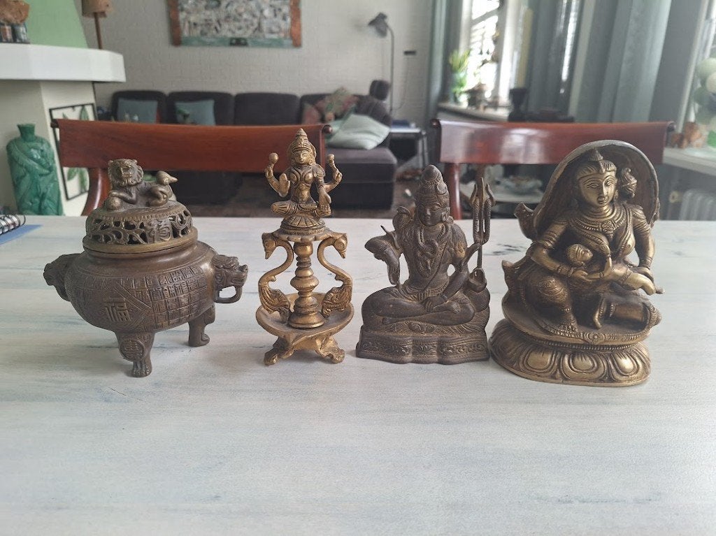Boeddhistische beelden (4 stuks), Antiek en Kunst, Ophalen, Gepatineerd, Overige materialen, Beeld