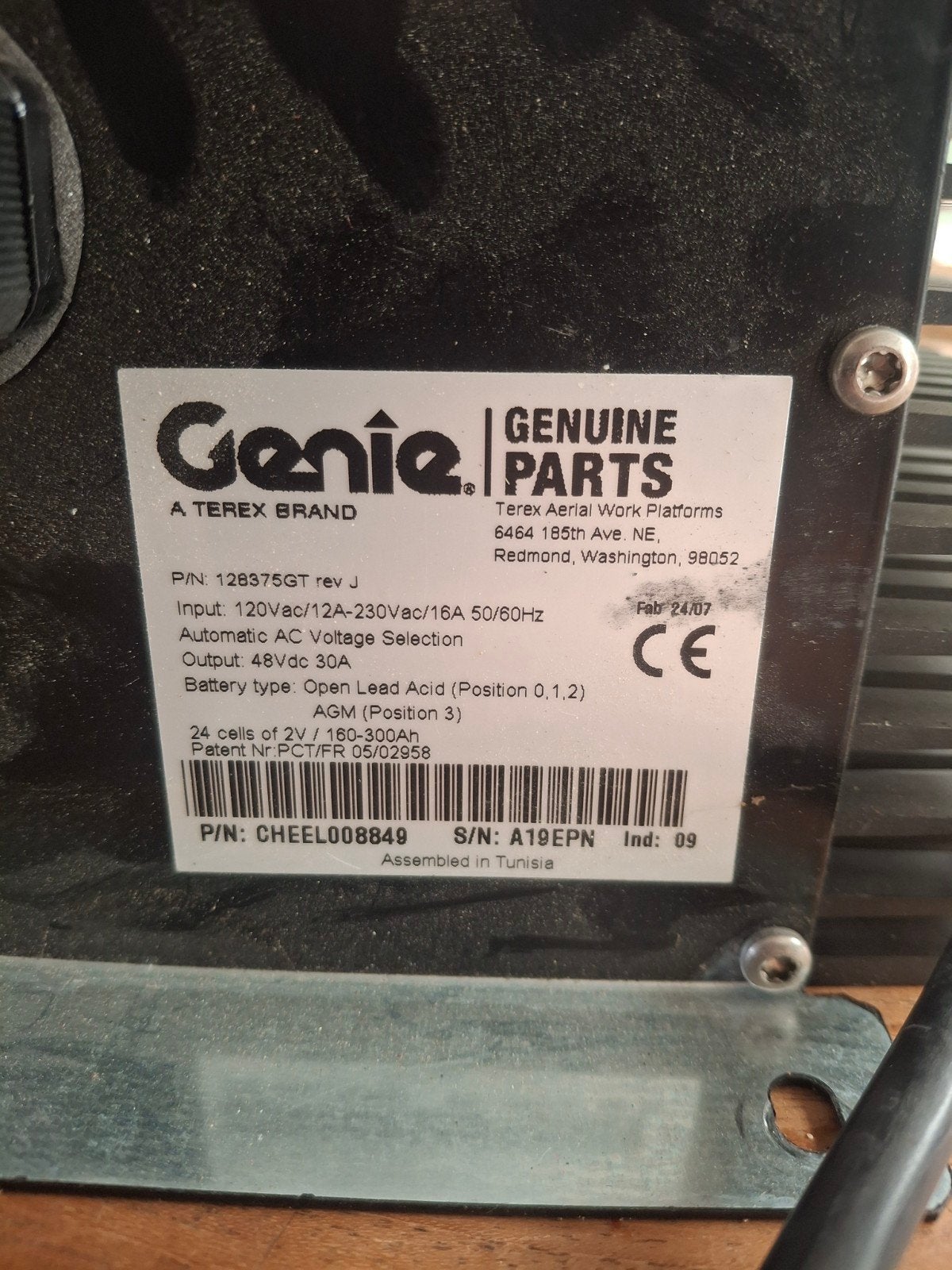 Genie Acculader 48V 30A - Origineel Terex Onderdeel, Auto-onderdelen, Ophalen of Verzenden, Gebruikt, Universele onderdelen