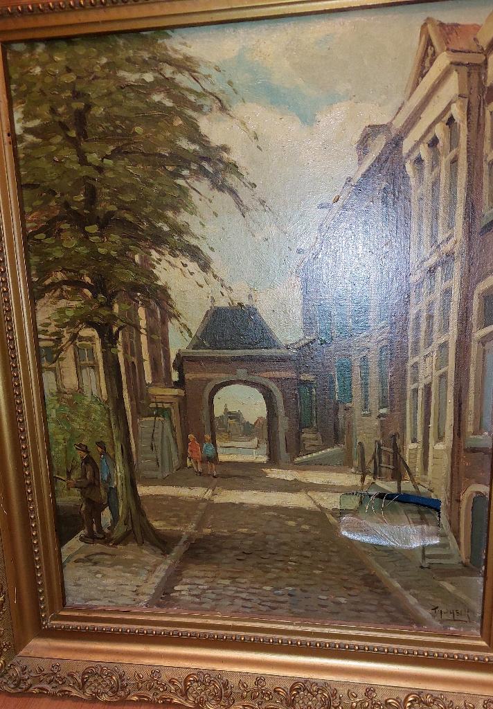 Catharijnepoort Th.van Heck Franken kunst&Antiek Dordrecht, Antiek en Kunst, Kunst | Schilderijen | Klassiek, Ophalen
