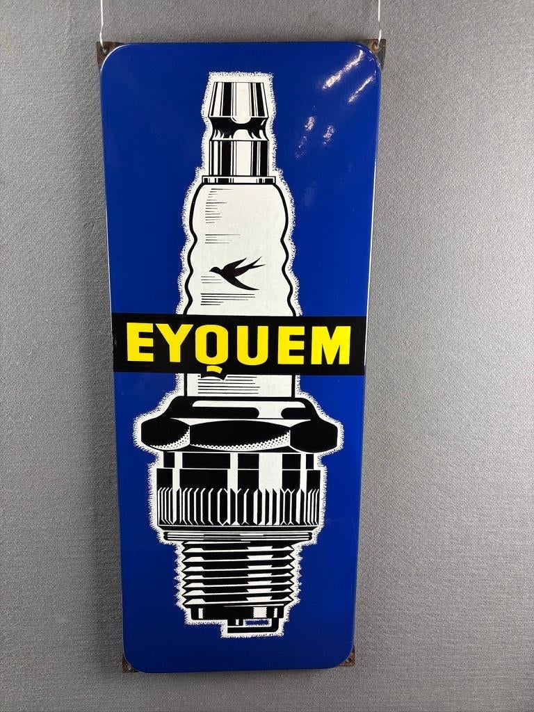 Origineel oud emaille reclamebord eyquem bougies, Reclamebord, Gebruikt, ,, Ophalen of Verzenden