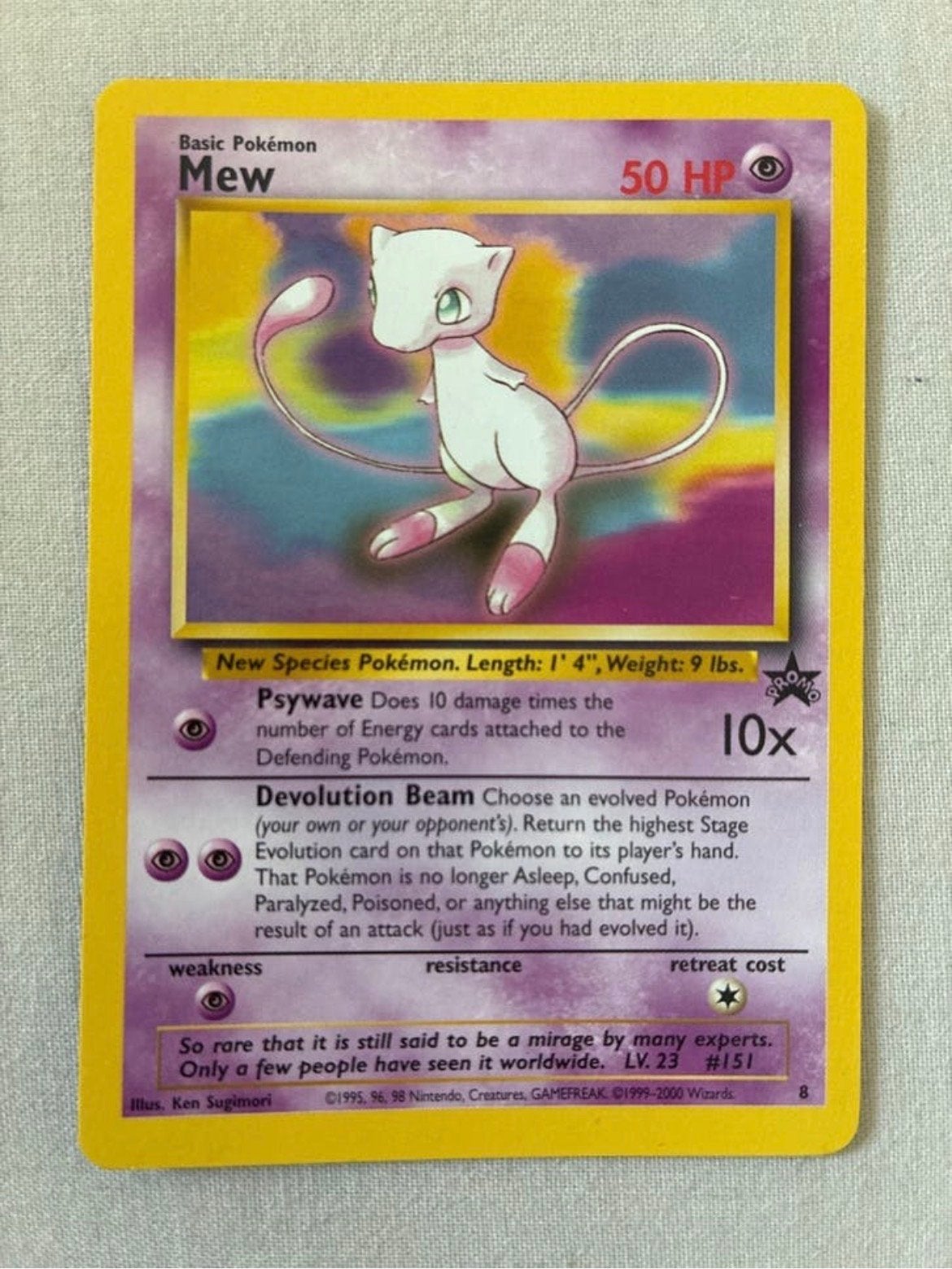 Mew Promo WOTC Black Star #8 Pokémon Kaart, Ophalen, Zo goed als nieuw, Losse kaart