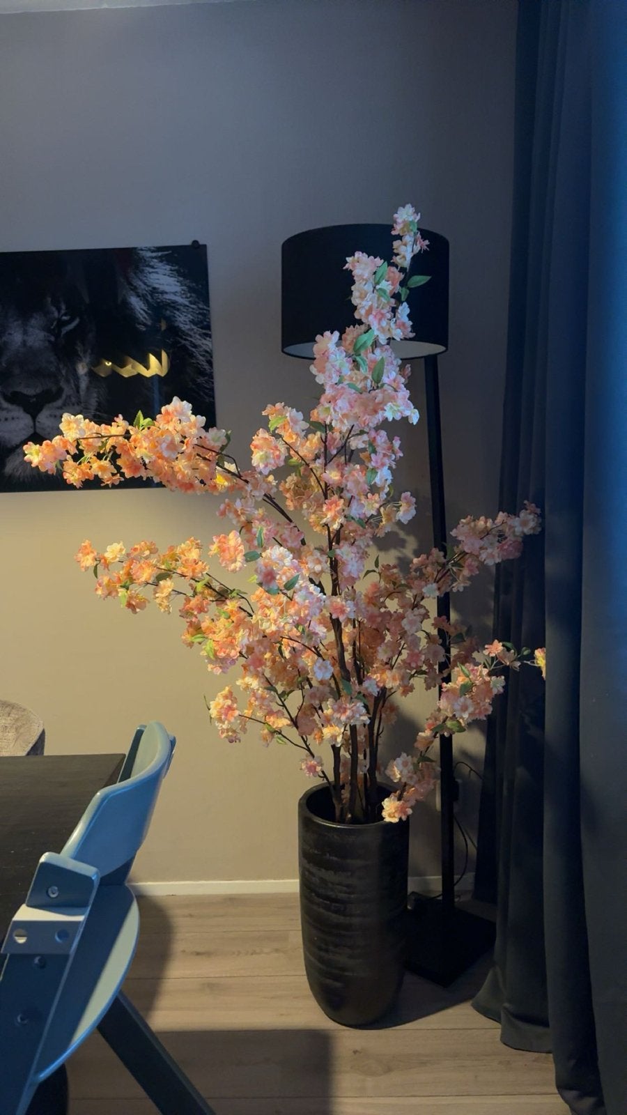 Bloesem kunstboom met vaas - Oranje/lichtroze, Ophalen of Verzenden, Zo goed als nieuw, Inclusief decoratie, Meerkleurig