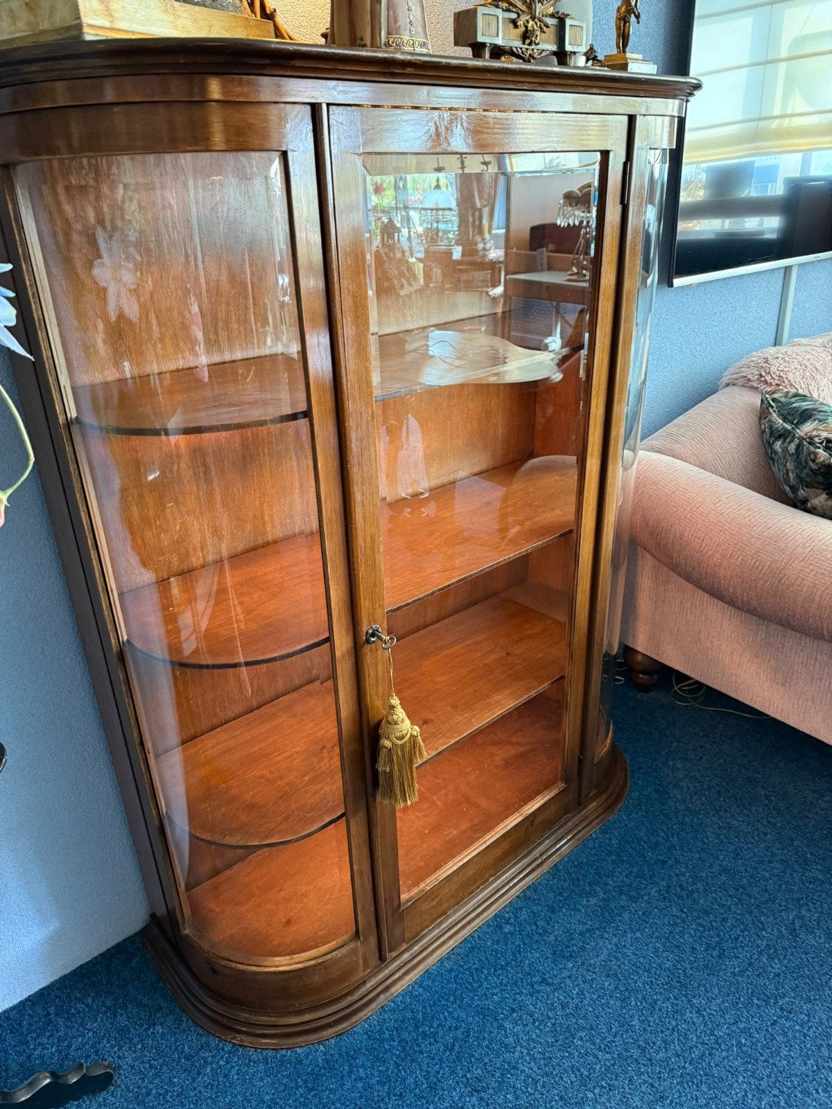 Antieke Engelse vitrine kast ca 1880, Antiek en Kunst, Ophalen
