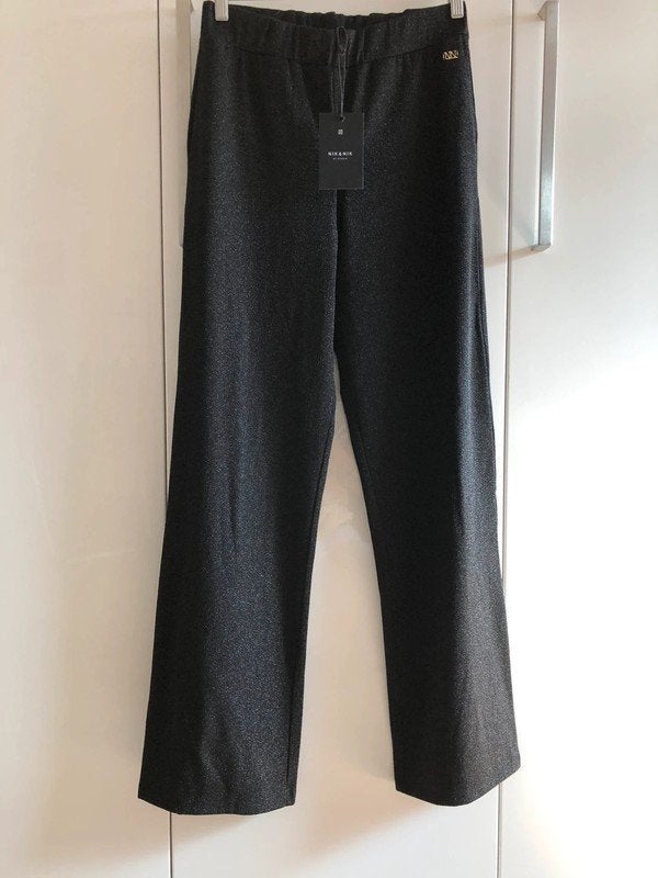zwarte glitter broek Nik&Nik by Nikkie wide leg maat M 176, Maat 38/40 (M), Zwart, Nieuw, Ophalen of Verzenden