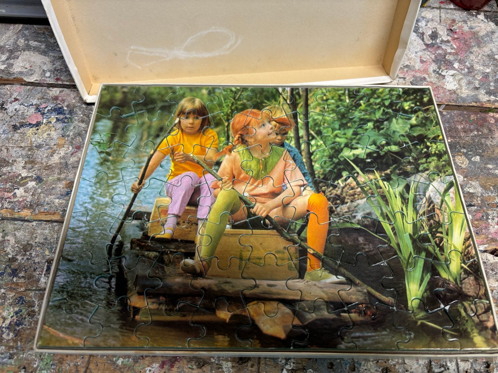 Vintage Pippi Langkous Legpuzzel - Astrid Lindgren (1972), Ophalen of Verzenden, Meer dan 50 stukjes, Gebruikt, 4 tot 6 jaar