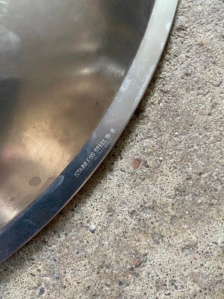 Stelton Denmark RVS dienblad met wengé handgrepen, Huis en Inrichting, Gebruikt, Rond, Ophalen of Verzenden, Onbekend