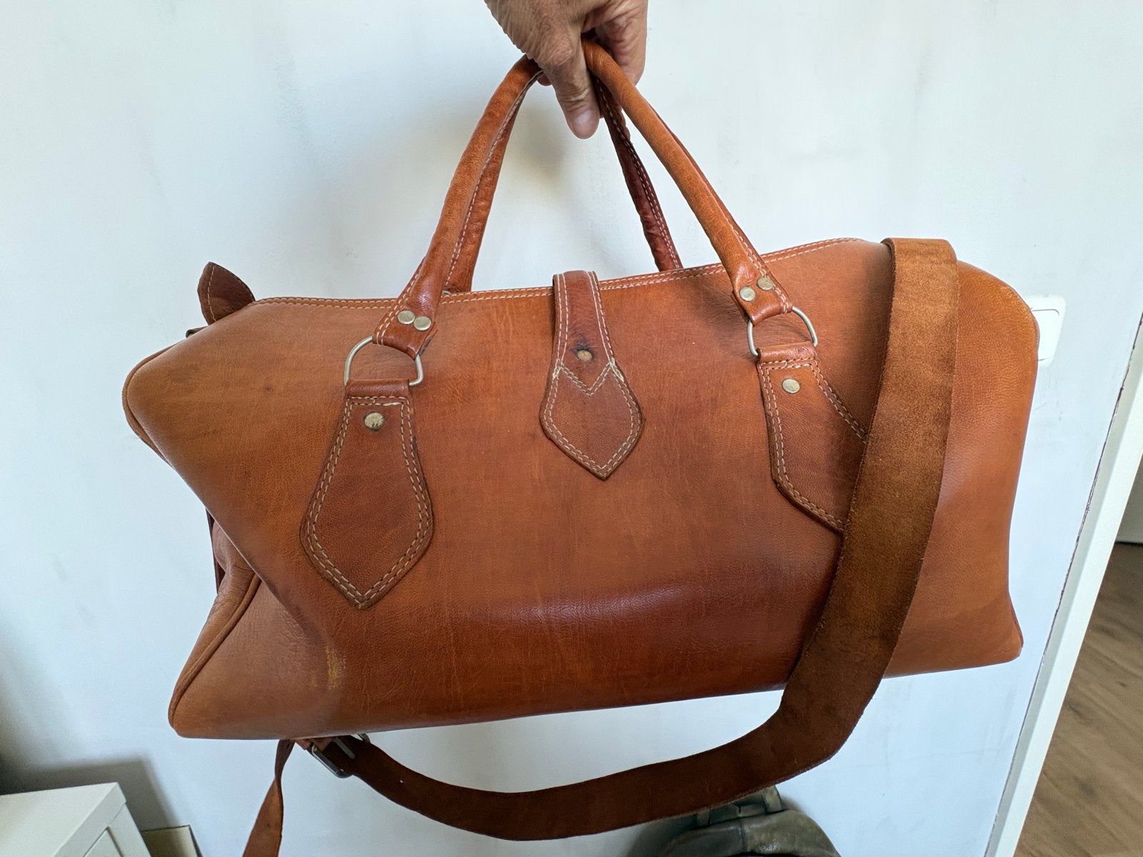 Prachtige leren reis/weekendtas, 40 tot 60 cm, Gebruikt, 20 tot 30 cm, Bruin