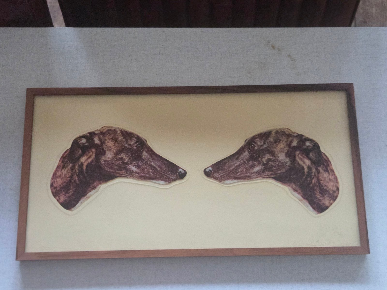 Vintage ingelijste print windhonden, Verzamelen, Ophalen of Verzenden, Gebruikt