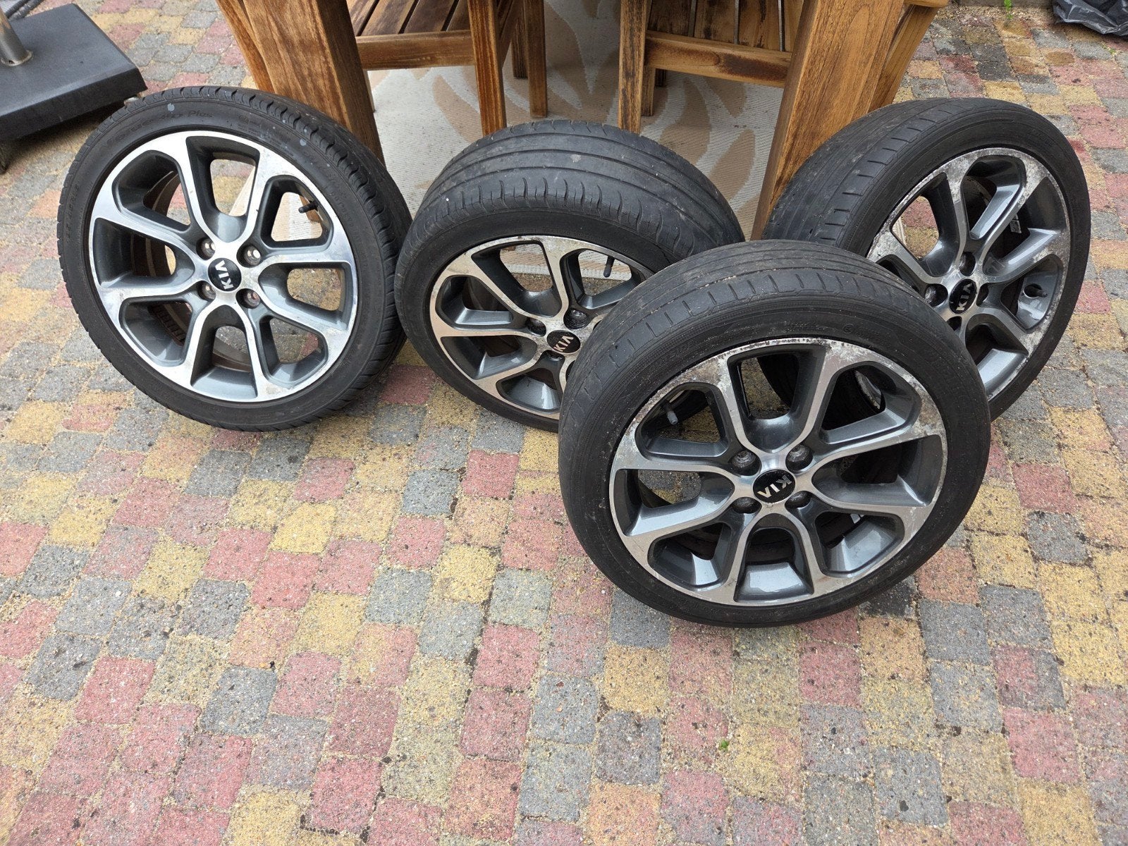 KIA PICANTO GT VELGEN DIAMOND CUT ALLOY 16 INCH, Ophalen, Gebruikt, 16 inch, Banden en Velgen