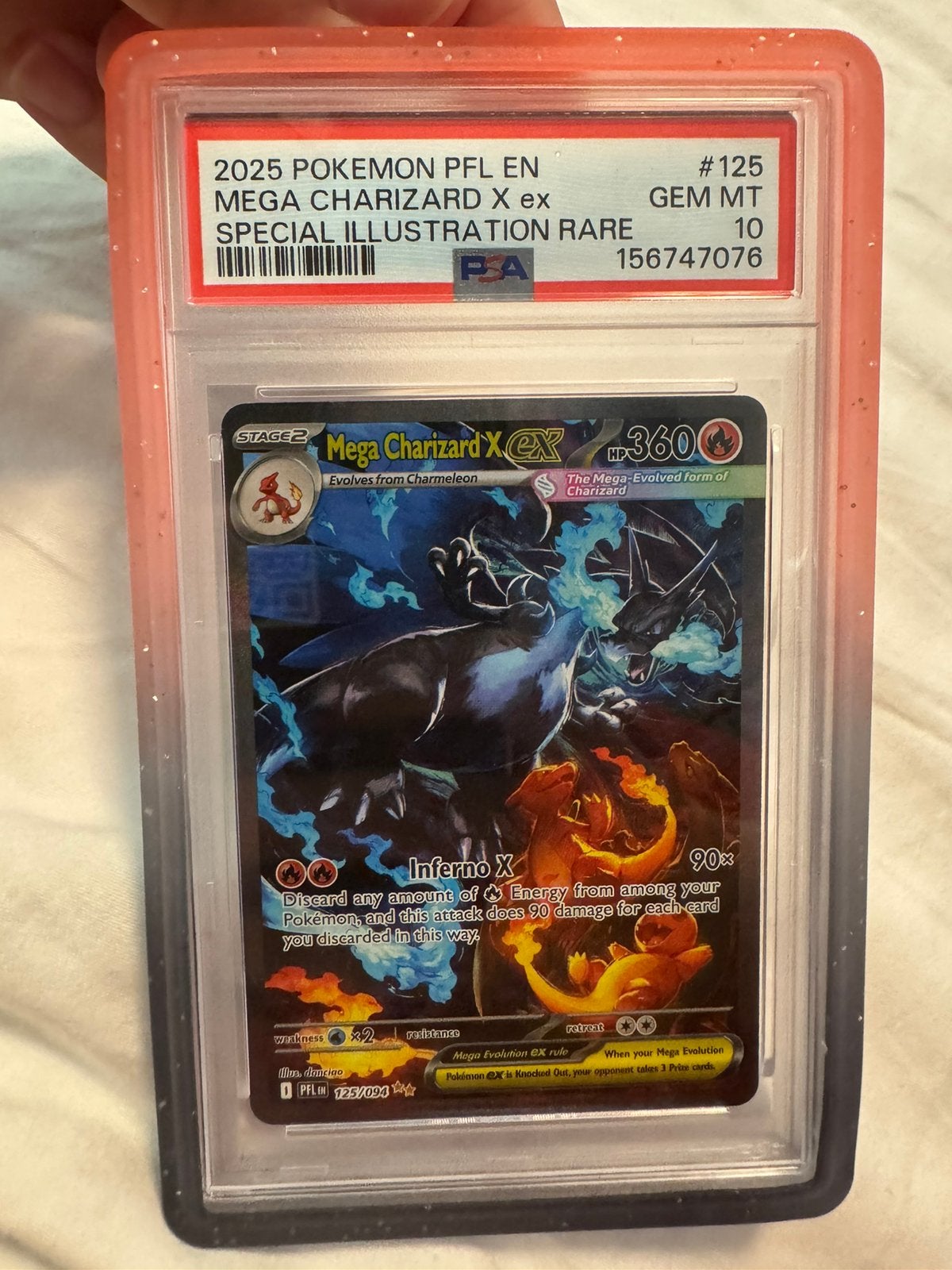 Mega Charizard ex 125/094 Psa 10, Ophalen of Verzenden, Zo goed als nieuw, Losse kaart, Foil