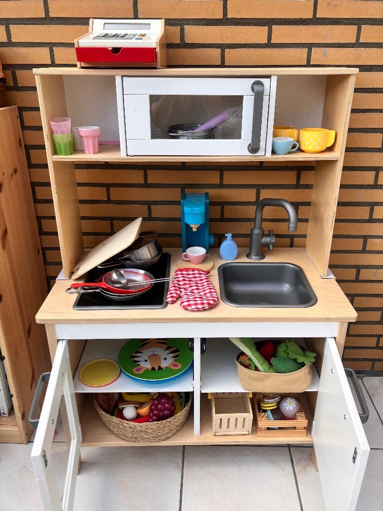 Speel keukentje met boodschappen, Ophalen, Gebruikt, Hout, Speelkeuken
