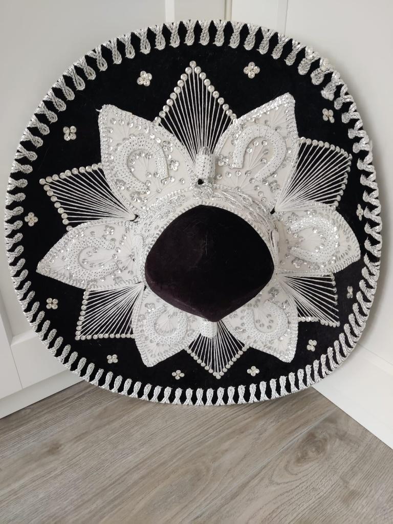 Originele Zwarte Mexicaanse Hoed – Handgemaakt & Geborduurd, Ophalen of Verzenden, Zo goed als nieuw, One size fits all