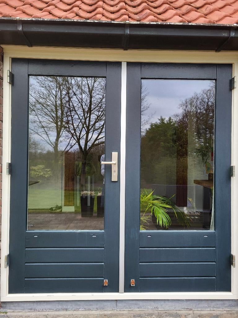 Dubbele deur deuren met kozijn openstaande deuren buitendeur, Ophalen, Gebruikt, 120 cm of meer, Minder dan 200 cm