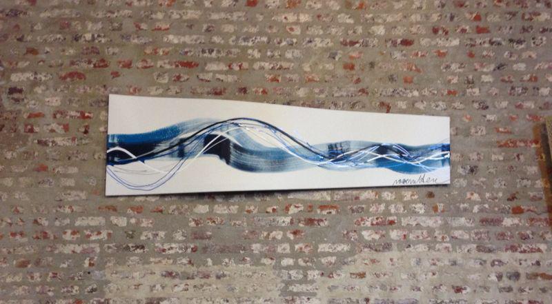 Uniek Schilderij 'De Golf' - Abstracte Kunst 200x60cm, Antiek en Kunst, Ophalen