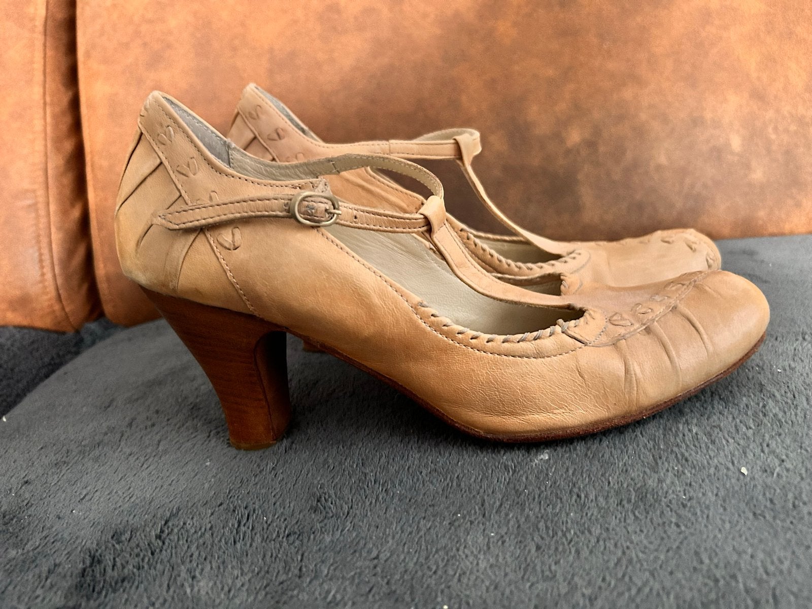 Gixus vintage lederen pumps (40) naturel, Ophalen of Verzenden, Gedragen, Beige, Pumps