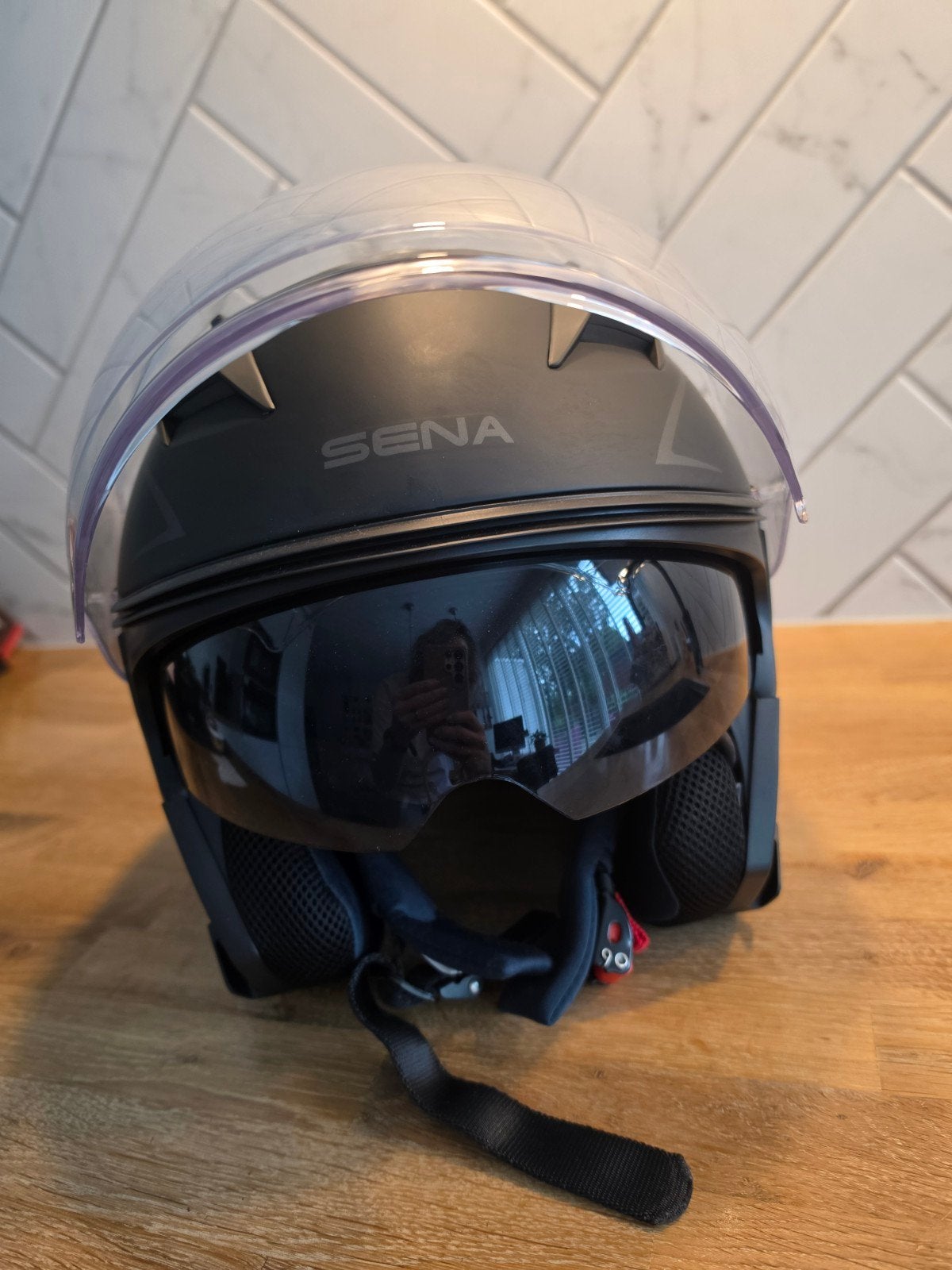 Sena Outstar S Jethelm Maat S met Bluetooth Communicatie, Motoren, Overige merken, Dames, Jethelm, Ophalen of Verzenden