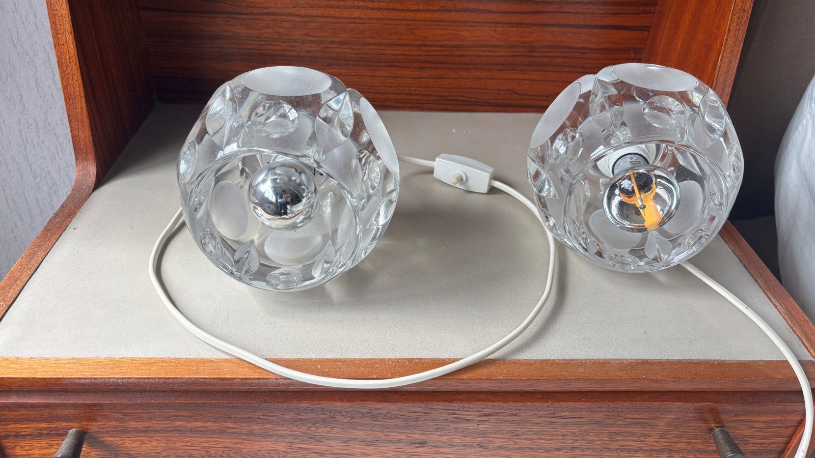 2 stuks Putzler Ice Cube Tafellampje - Uniek Design Glas, Ophalen of Verzenden, Gebruikt, Glas