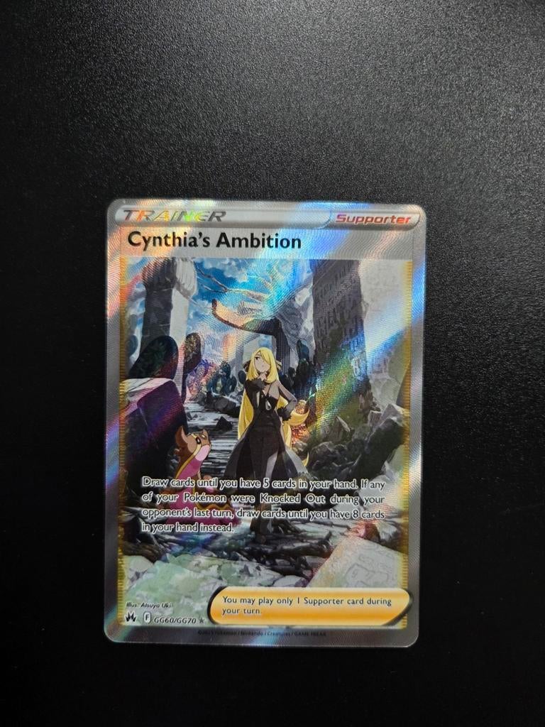 Cynthia's Ambition GG60 Pokemon Crown Zenith, Ophalen of Verzenden, Zo goed als nieuw, Booster, Foil