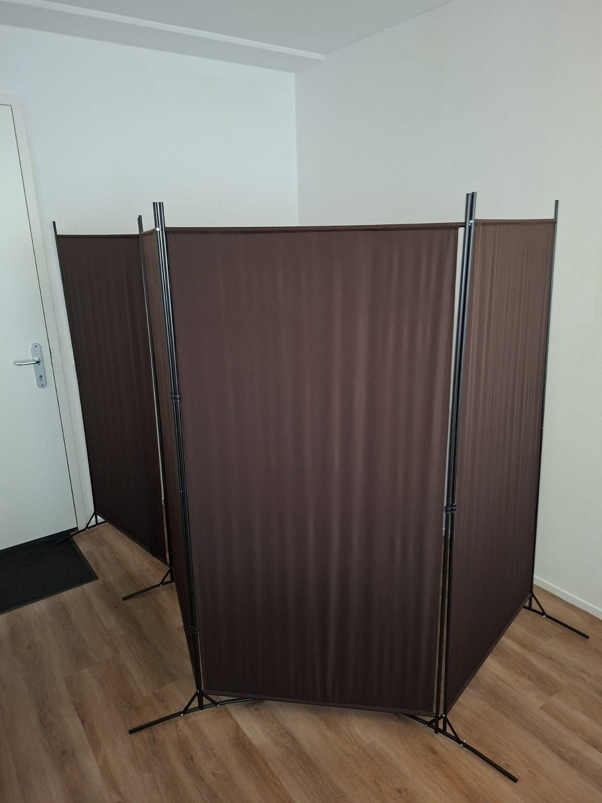 4-delige Scheidingswand - Donkerbruin met Zwart Frame, Ophalen, Gebruikt