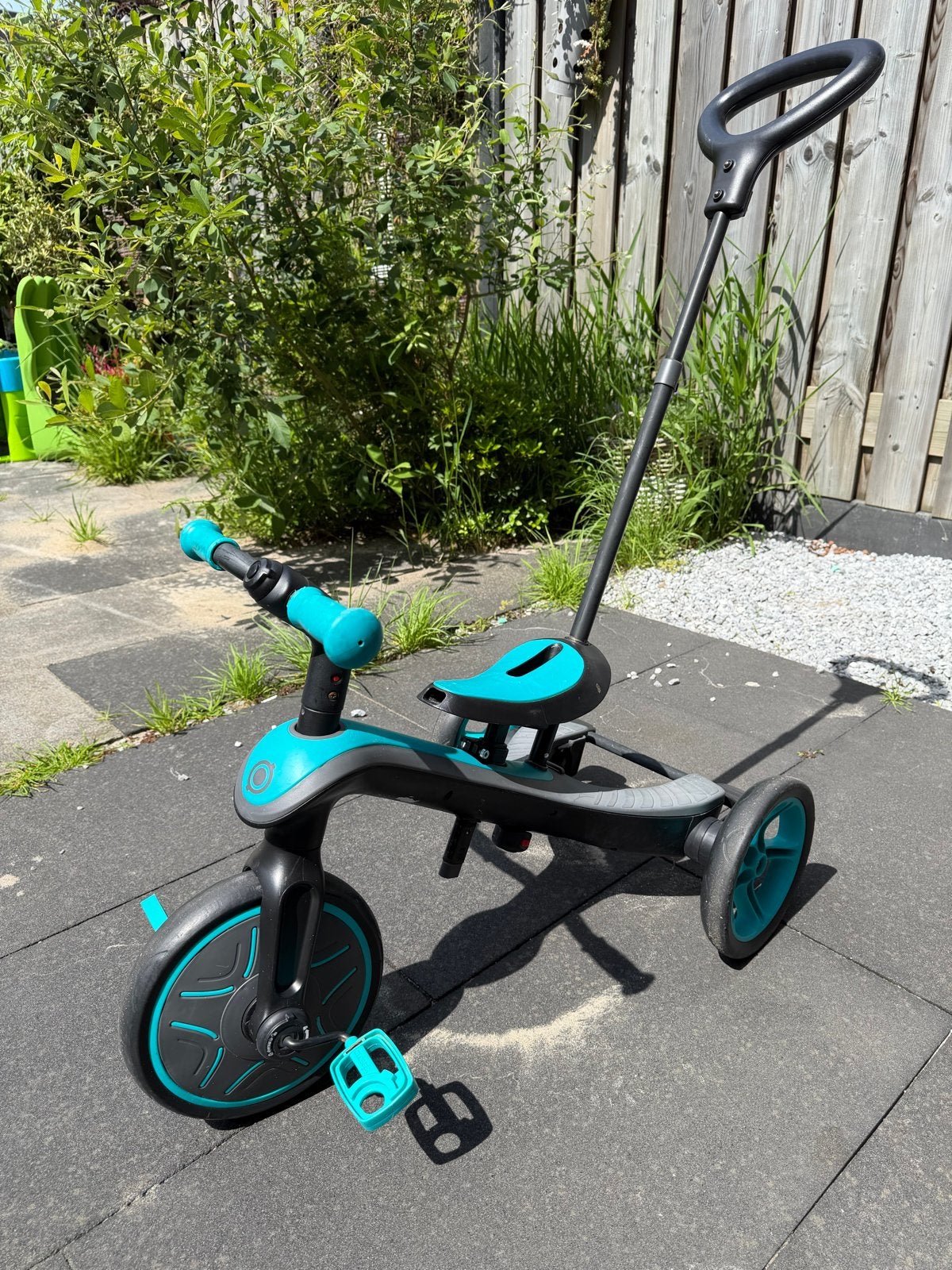 Globber driewieler met duwstang en zonnekap, Fietsen en Brommers, Fietsen | Driewielers, Ophalen, Gebruikt, Duwstang